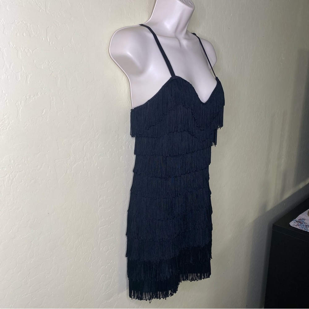 Frederick's Of Hollywood Vintage Elegant Black Fringe Mini Dress Size S — image 8 of 8